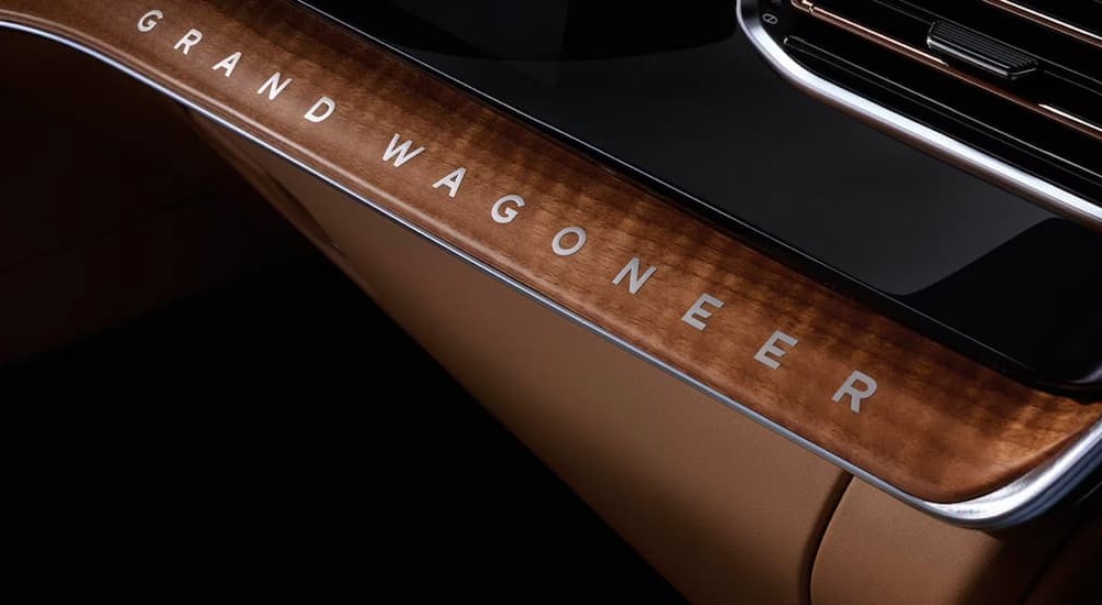 Grand Wagoneer badge on the dash in a 2027 Jeep Grand Wagoneer.