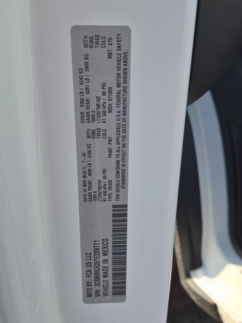 2026 RAM ProMaster 3500 RAM PROMASTER 3500 TRADESMAN CARGO VAN HIGH ROOF 159' WB EXT