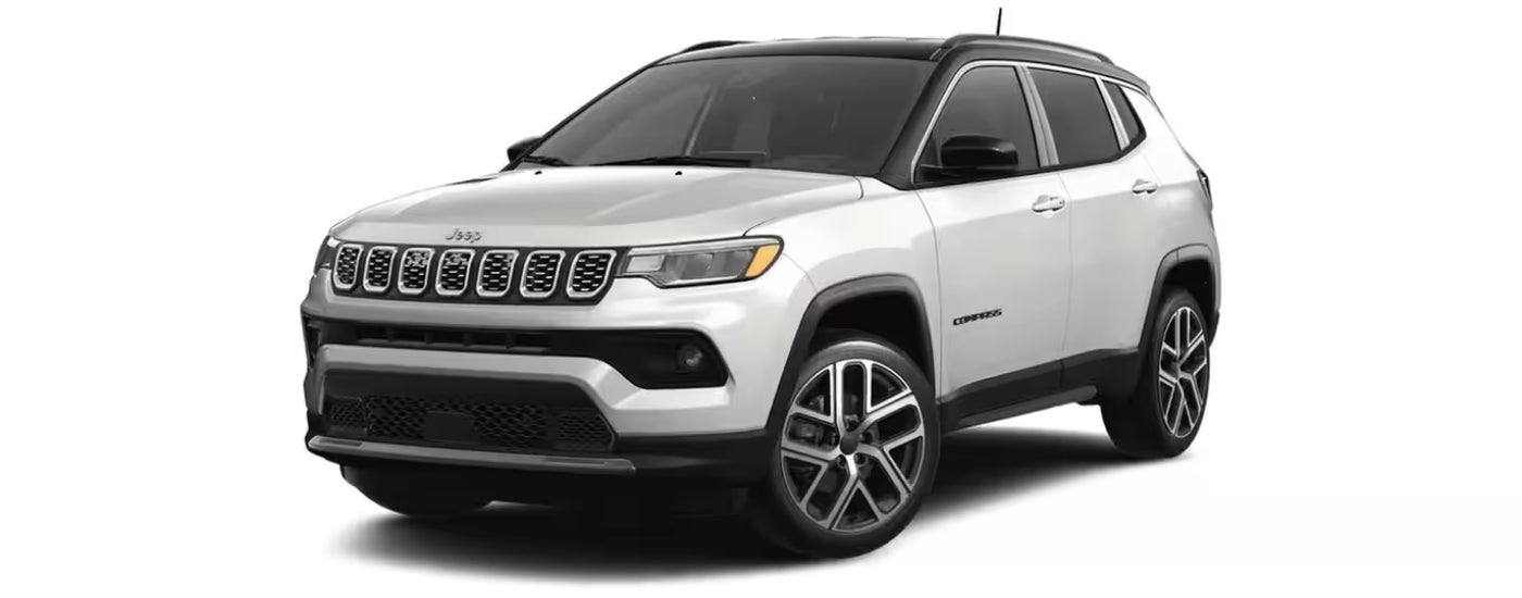 White 2025 Jeep Compass Limited angled left