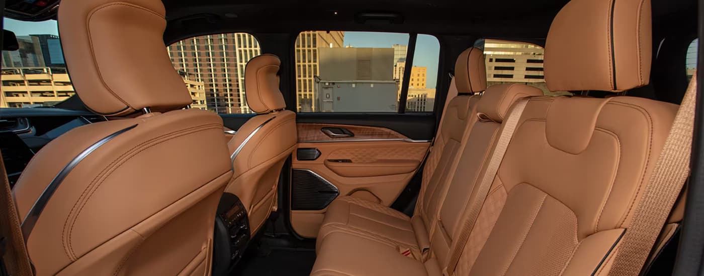 Brown leather seats in a 2025 Jeep Grand Cherokee