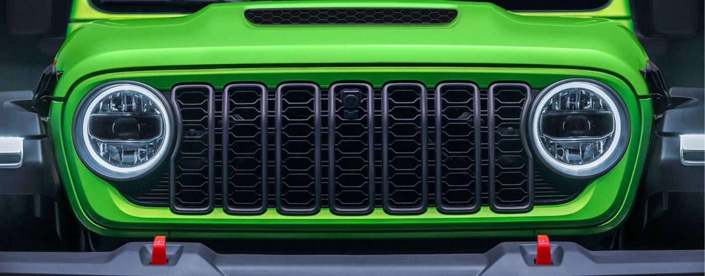 Green 2026 Jeep Wrangler close up.