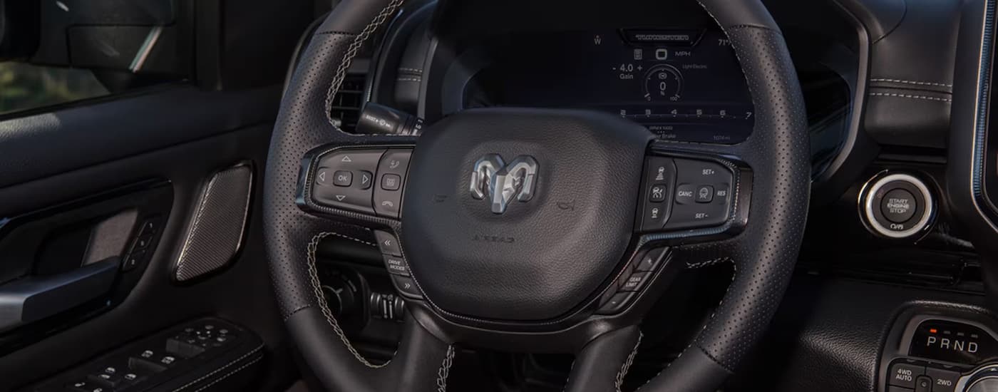 Steering wheel in a 2025 Ram 1500